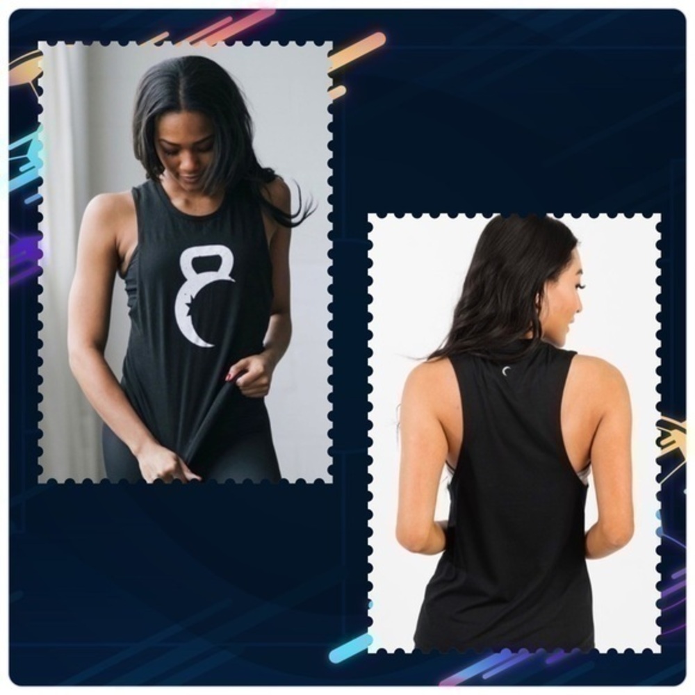 ZYIA Black KETTLE BELL MOON Exercise Athletic Tank Top Shirt Medium